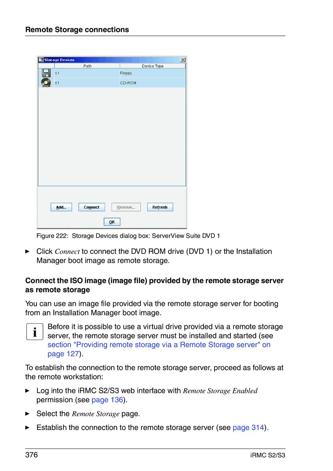 Fujitsu IRMC S2/S3 manual Storage Devices dialog box ServerView Suite DVD 