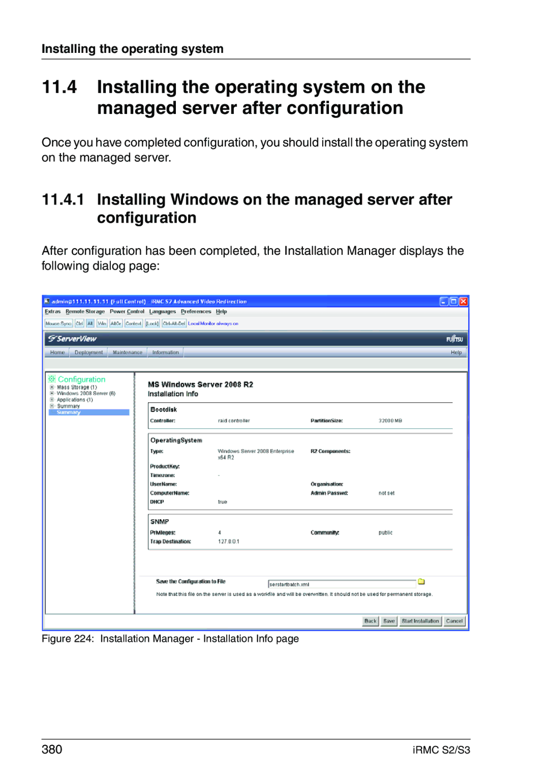 Fujitsu IRMC S2/S3 manual Installing the operating system, 380 