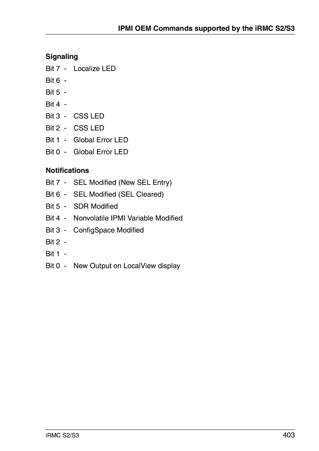 Fujitsu IRMC S2/S3 manual Ipmi OEM Commands supported by the iRMC S2/S3 Signaling, Notifications 