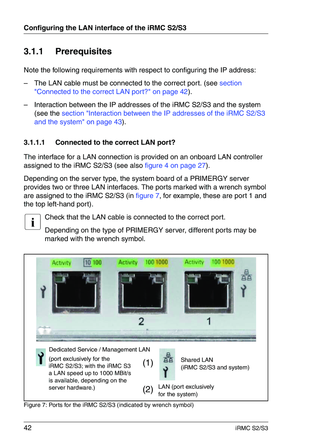 Fujitsu IRMC S2/S3 Prerequisites, Configuring the LAN interface of the iRMC S2/S3, Connected to the correct LAN port? 