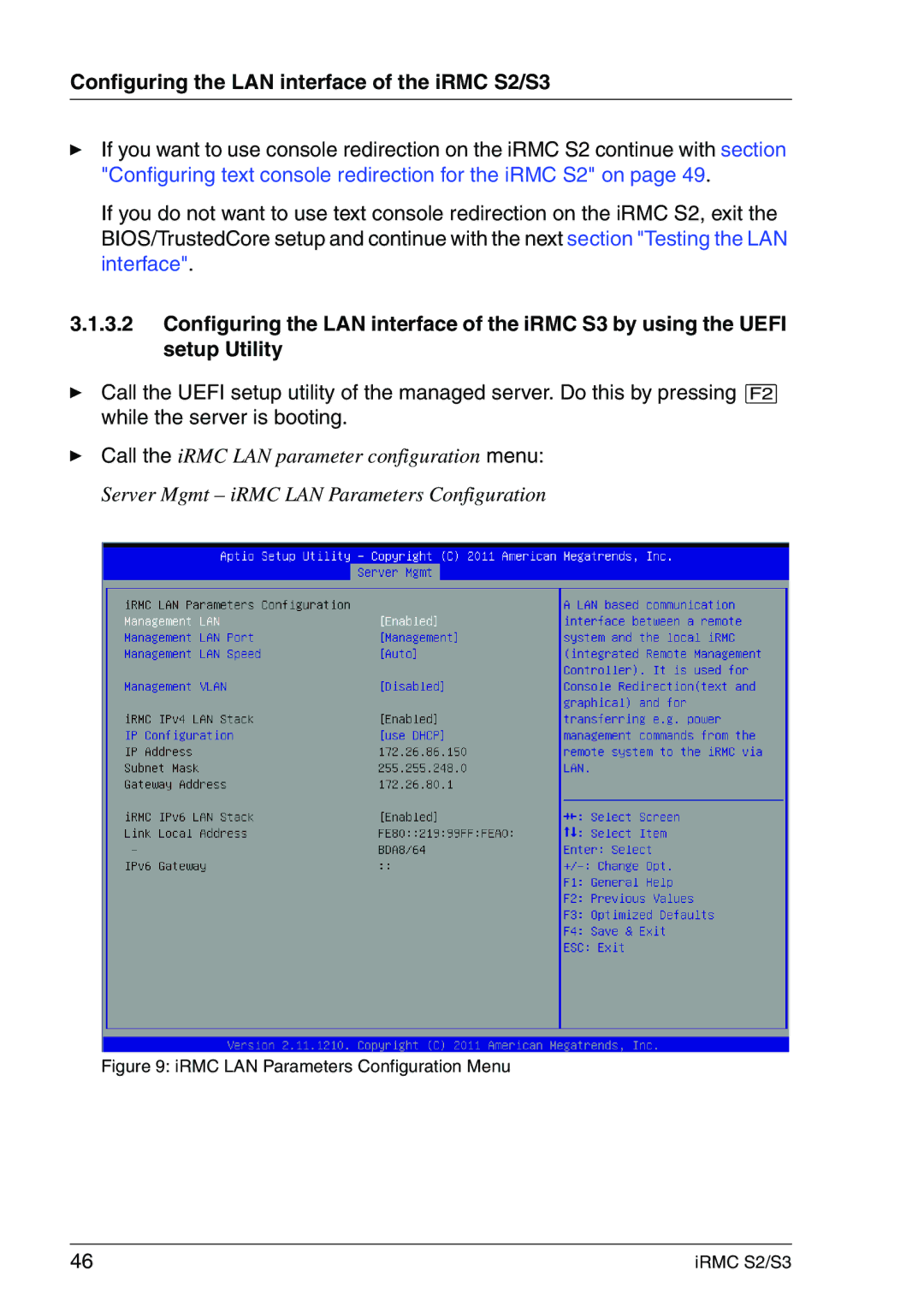 Fujitsu manual IRMC LAN Parameters Configuration Menu IRMC S2/S3 