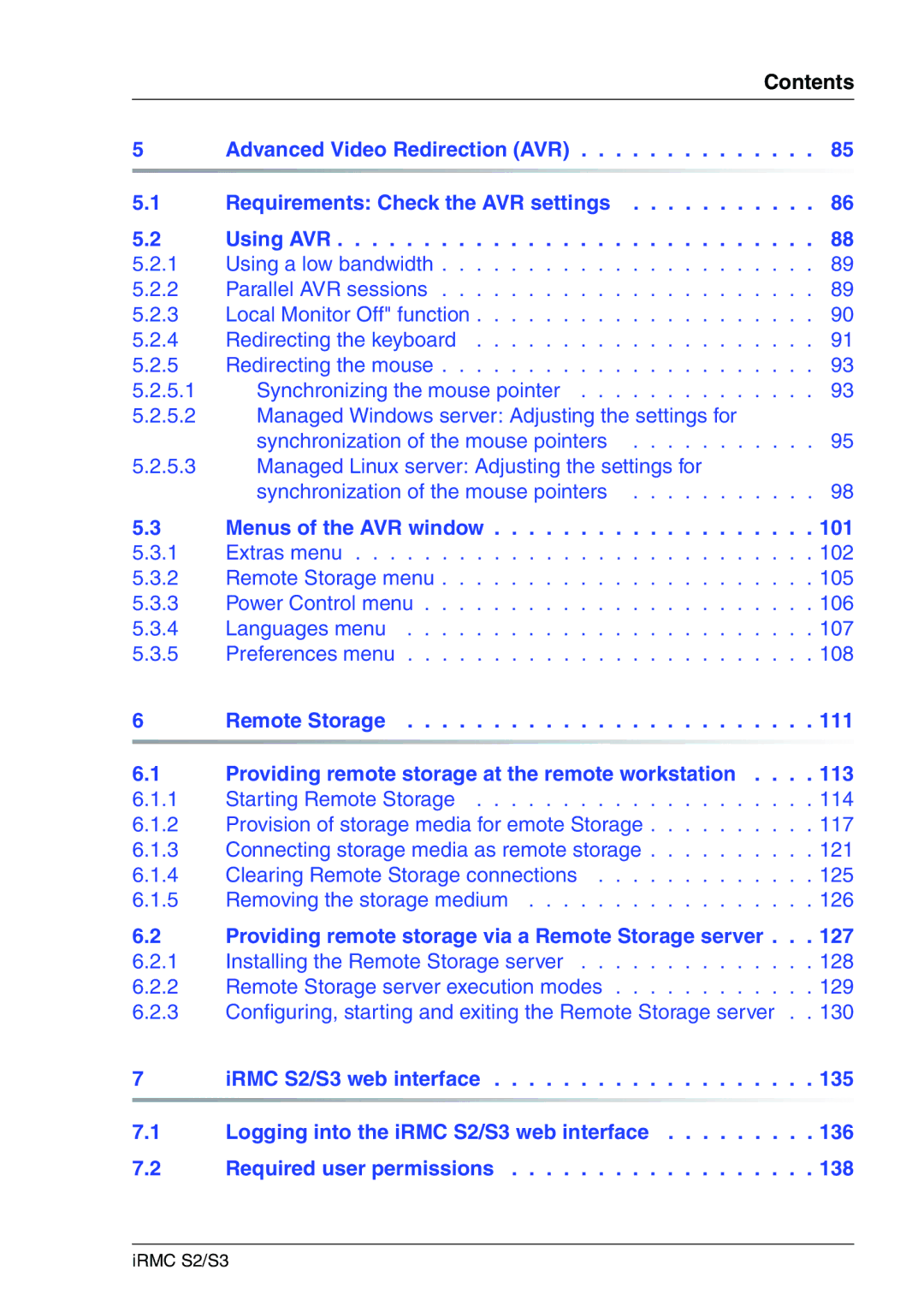 Fujitsu IRMC S2/S3 manual Menus of the AVR window 