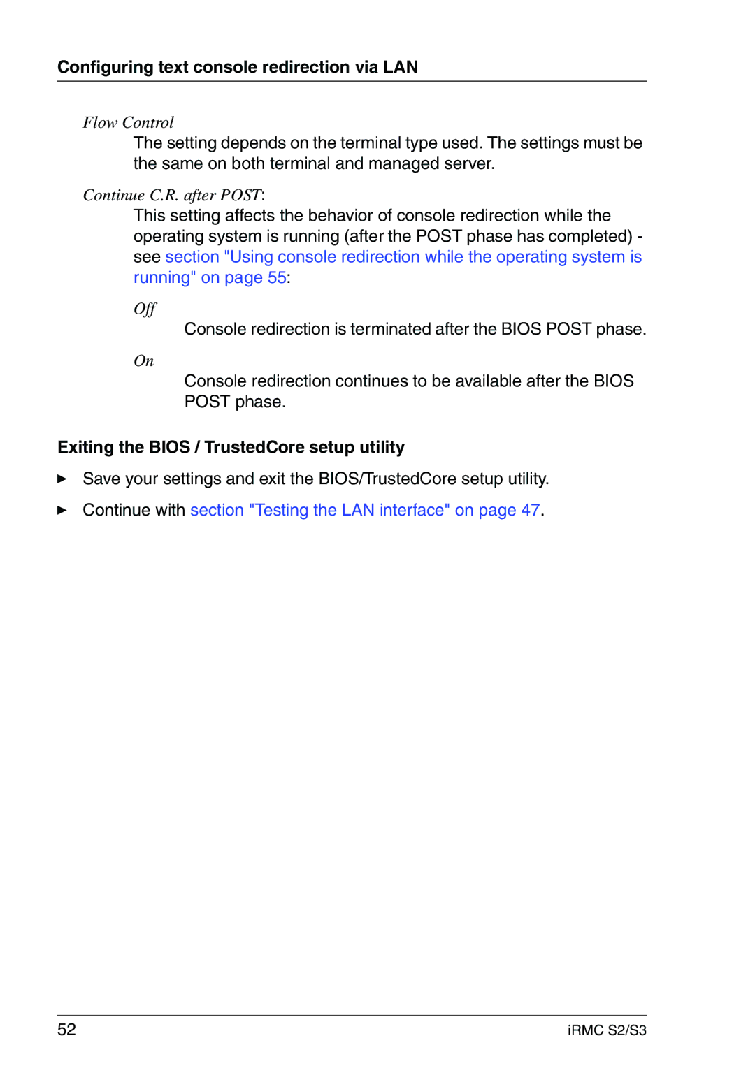 Fujitsu IRMC S2/S3 manual Exiting the Bios / TrustedCore setup utility 