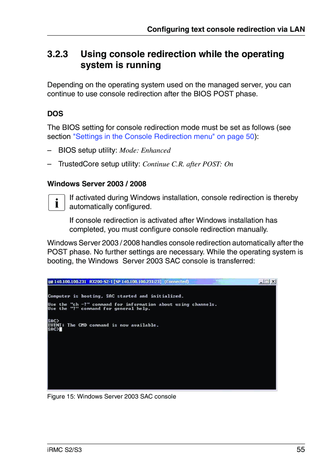 Fujitsu IRMC S2/S3 manual Dos, Windows Server 2003 