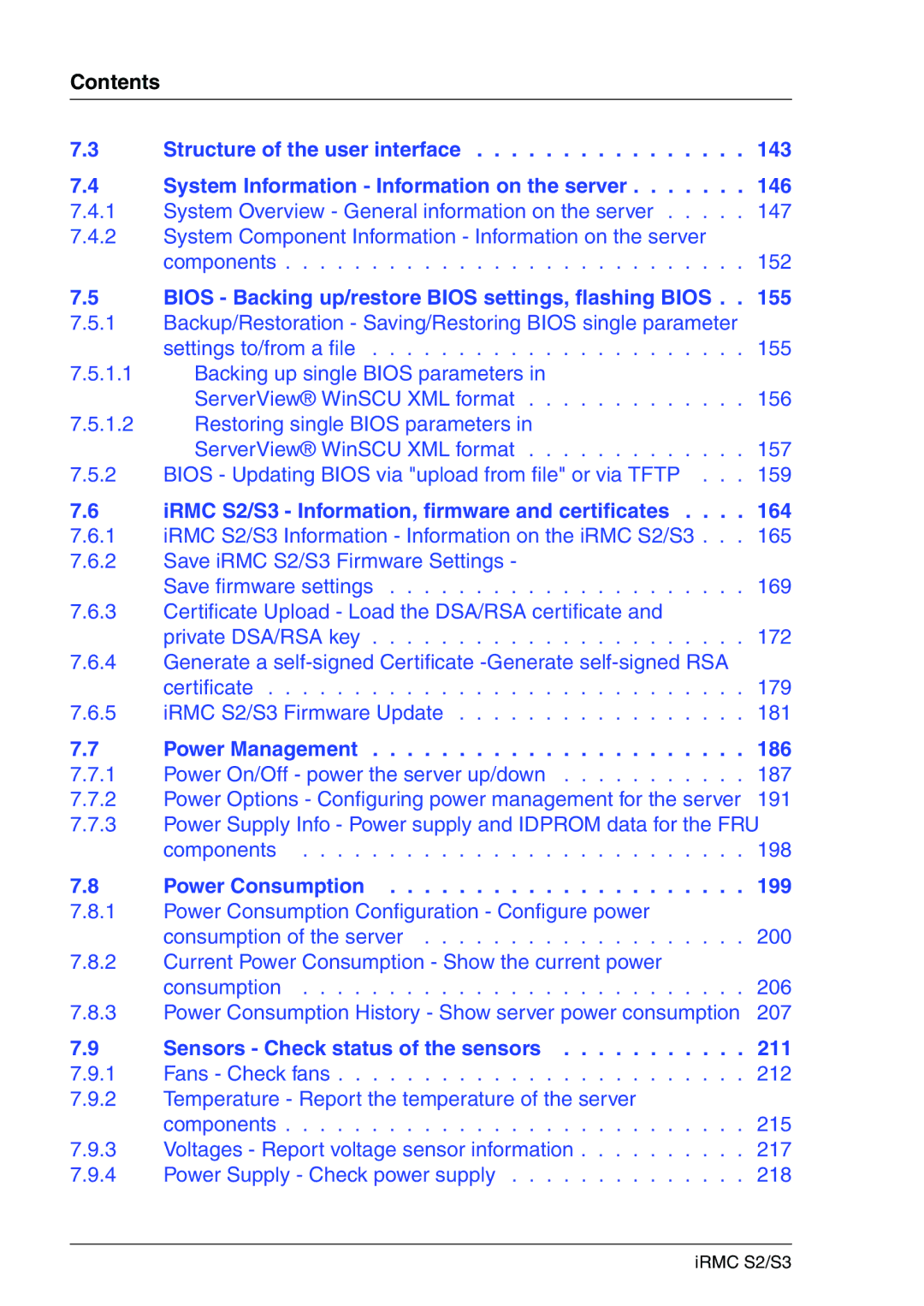 Fujitsu IRMC S2/S3 manual Structure of the user interface 