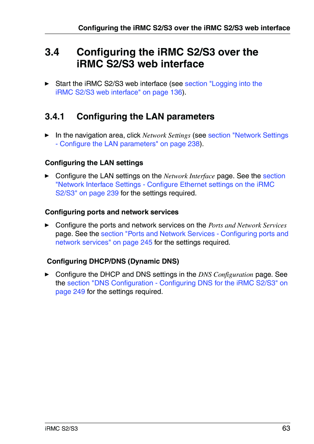 Fujitsu IRMC S2/S3 Configuring the LAN parameters, Configuring the LAN settings, Configuring ports and network services 