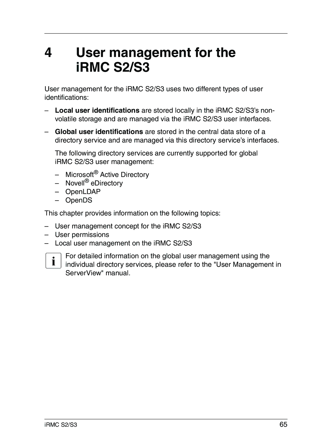 Fujitsu IRMC S2/S3 manual User management for the iRMC S2/S3 