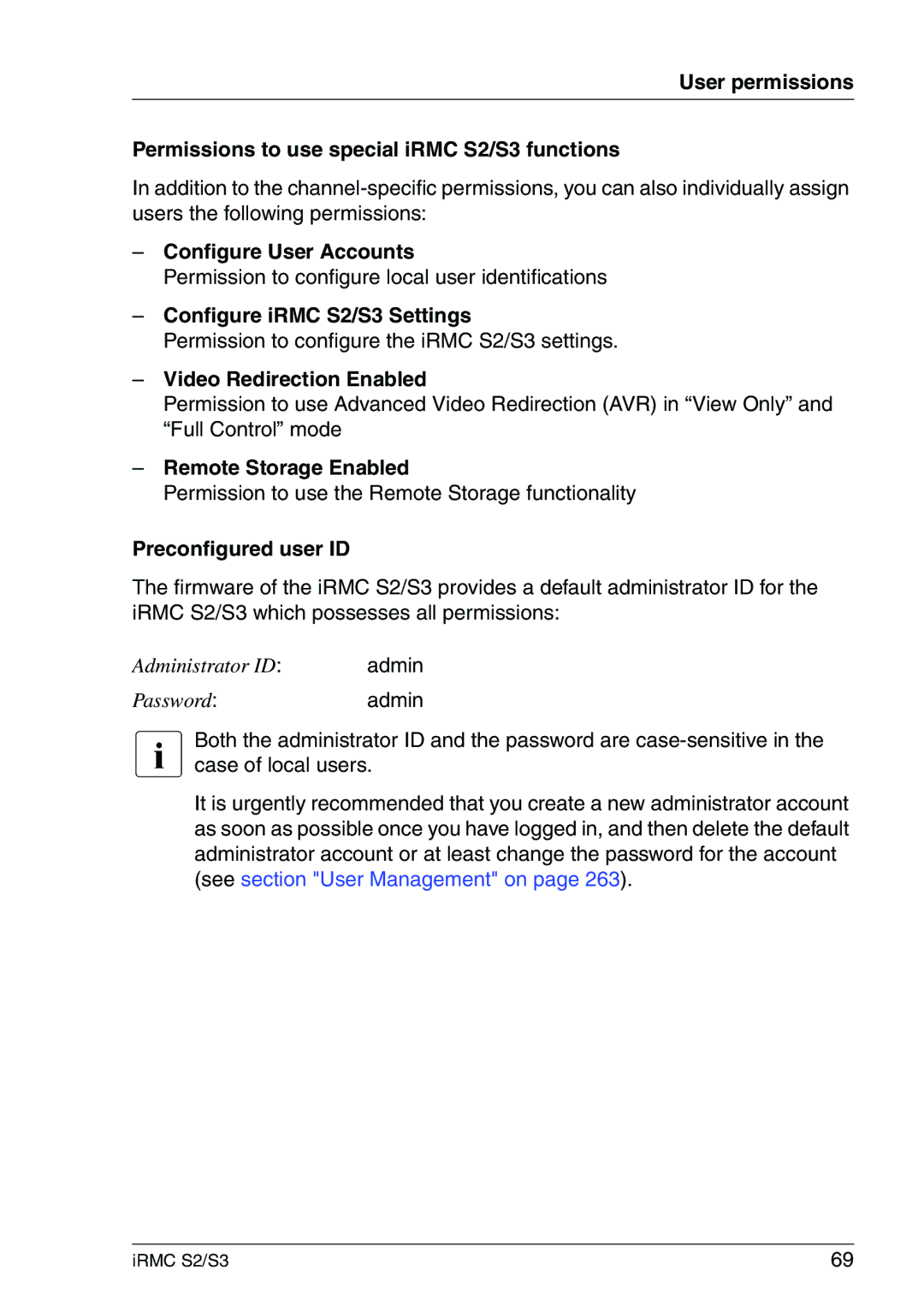 Fujitsu IRMC S2/S3 manual Configure User Accounts, Configure iRMC S2/S3 Settings, Video Redirection Enabled 