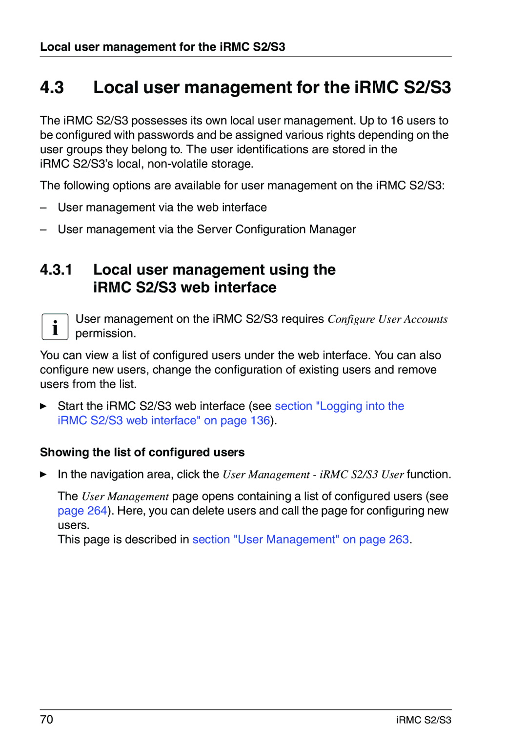 Fujitsu IRMC S2/S3 Local user management for the iRMC S2/S3, Local user management using the iRMC S2/S3 web interface 