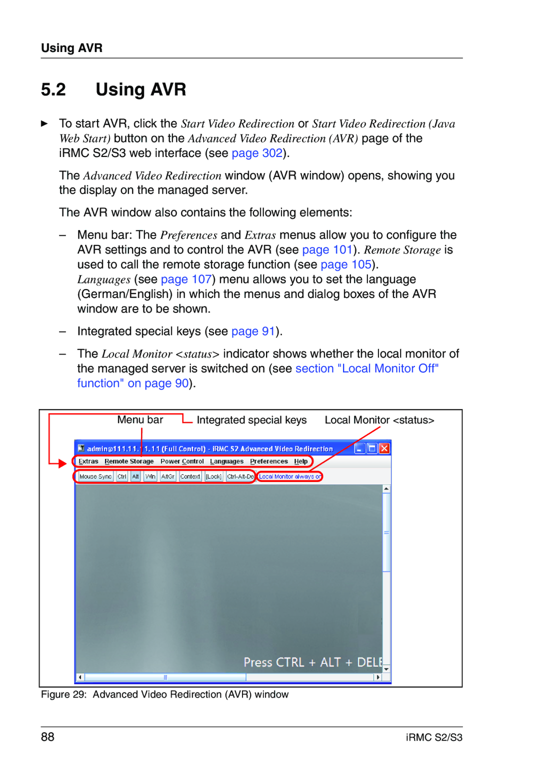 Fujitsu IRMC S2/S3 manual Using AVR 