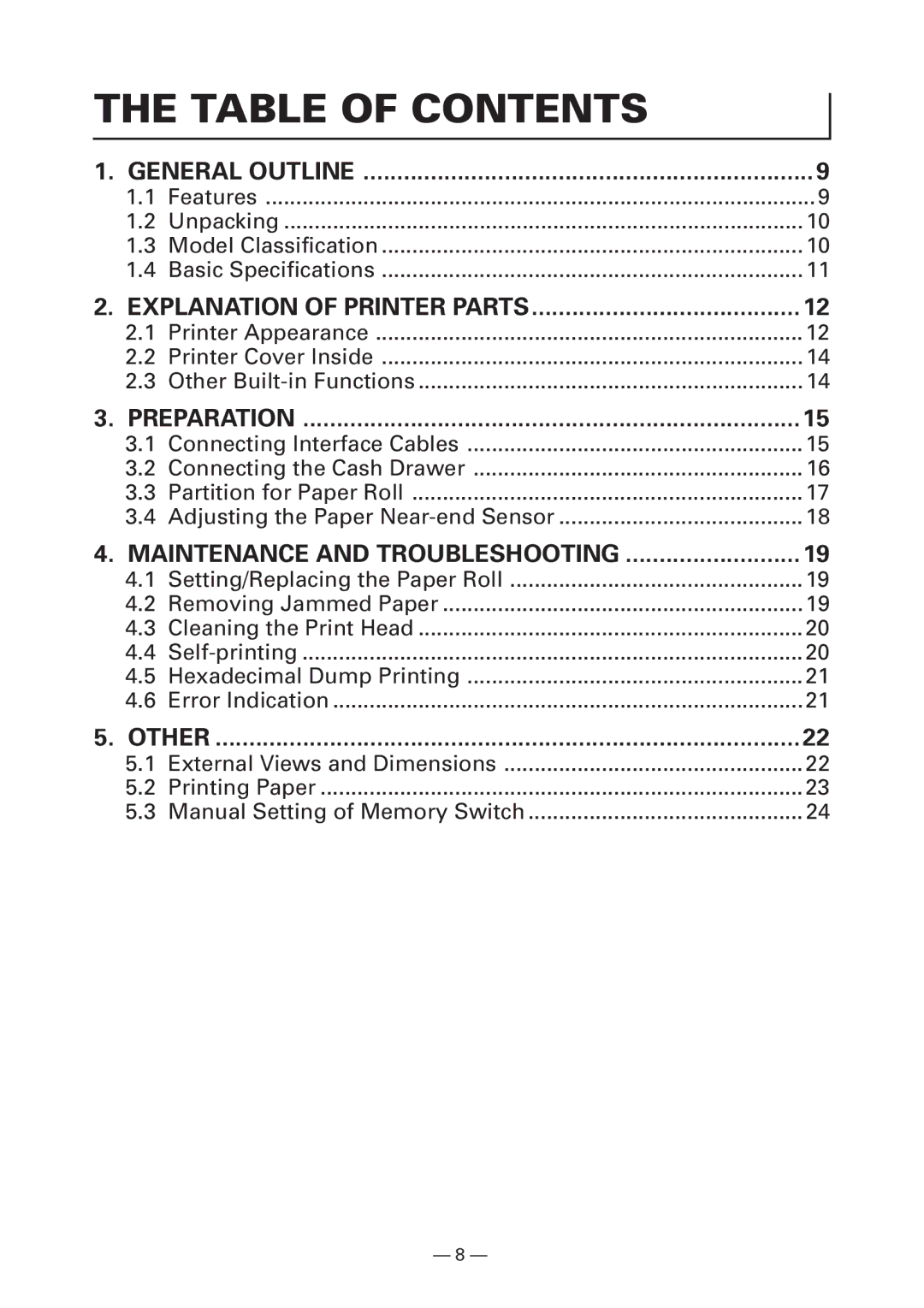 Fujitsu KD96009-0648 user manual Table of Contents 