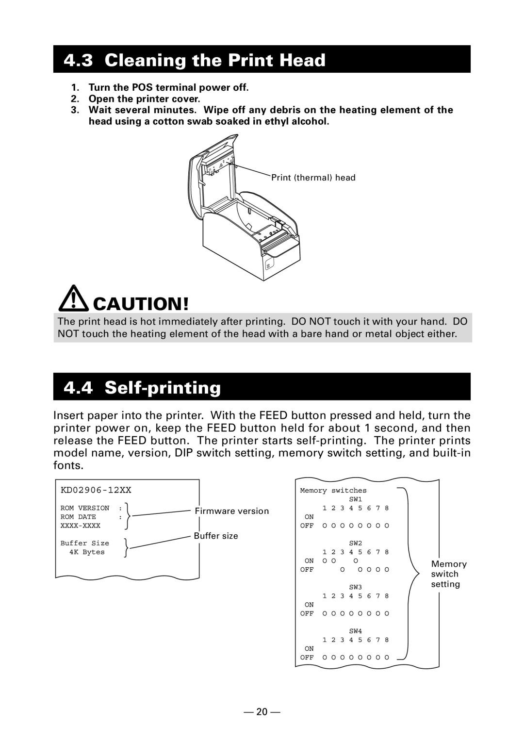 Fujitsu KD96009-0648 user manual Cleaning the Print Head, Self-printing 