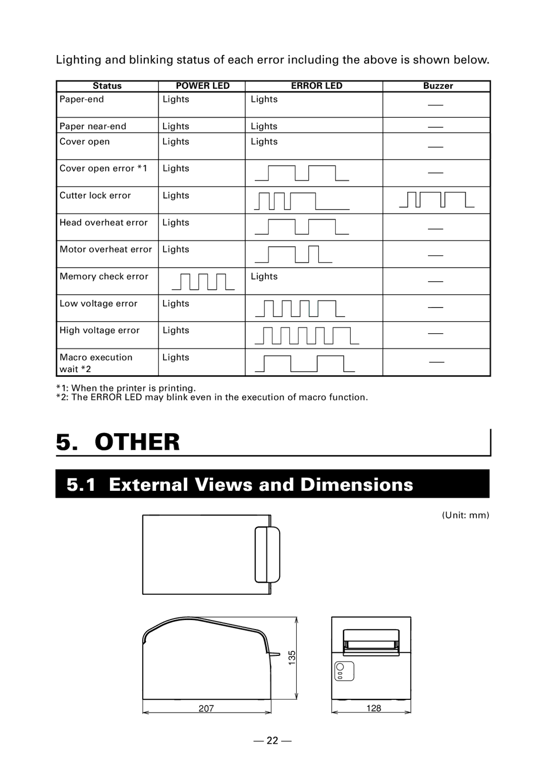 Fujitsu KD96009-0648 user manual Other, External Views and Dimensions, Status, Buzzer 