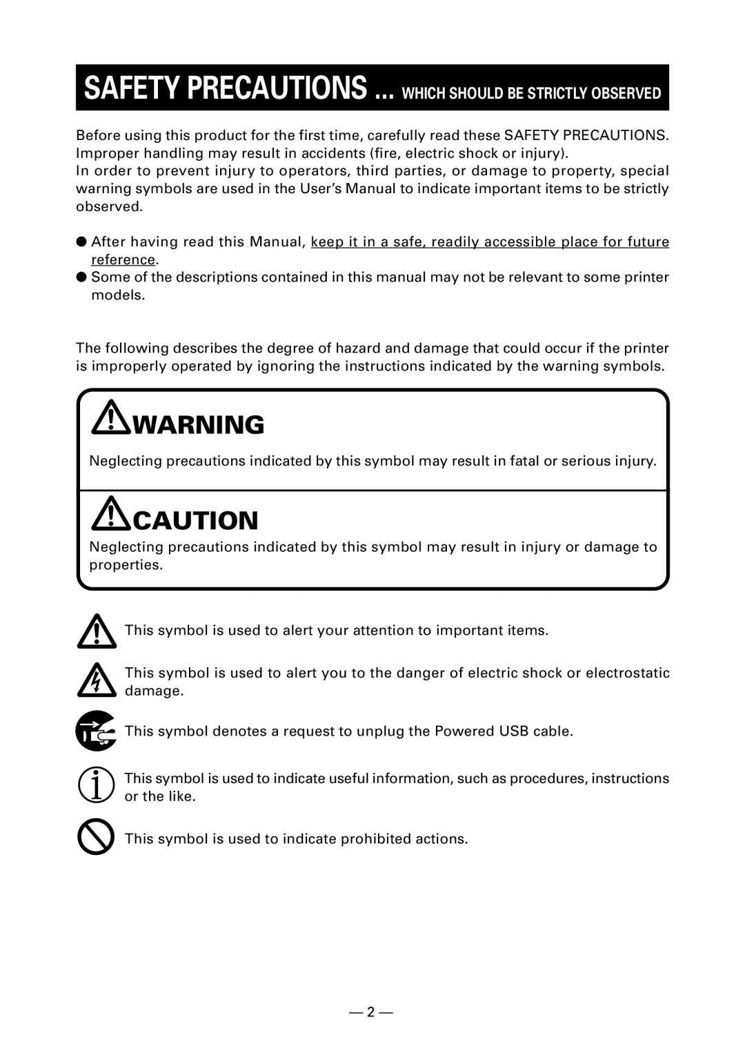 Fujitsu KD96009-0648 user manual Safety Precautions ... Which should be Strictly Observed 