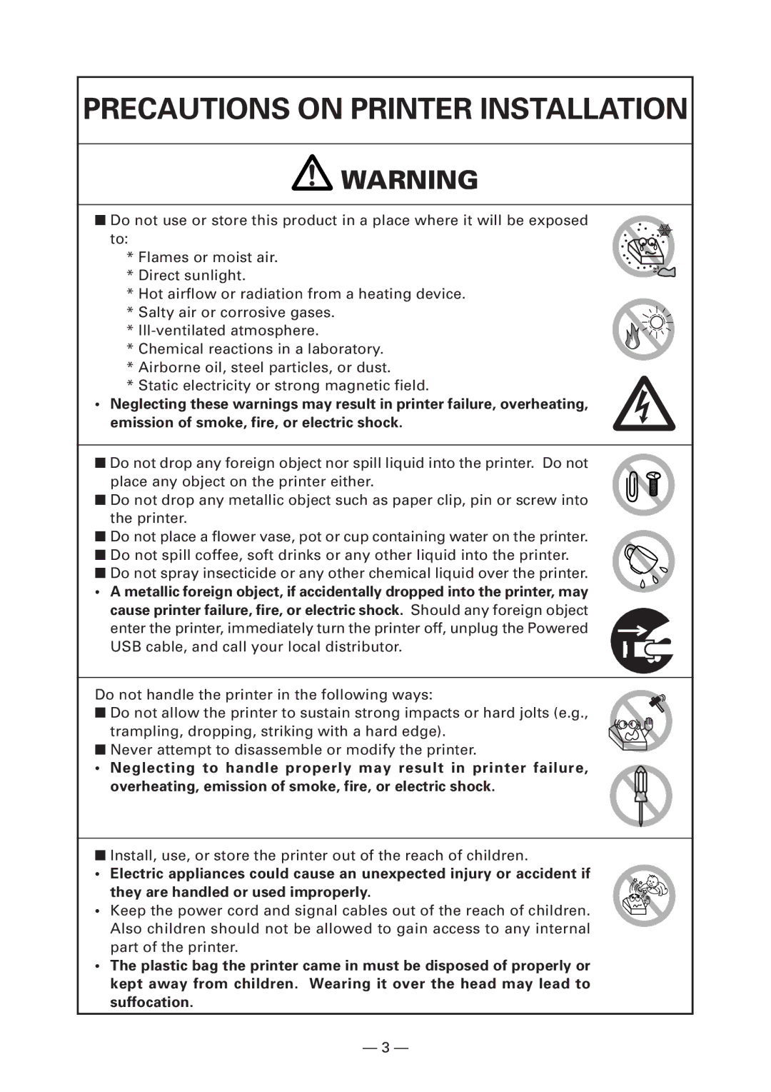 Fujitsu KD96009-0648 user manual Precautions on Printer Installation 