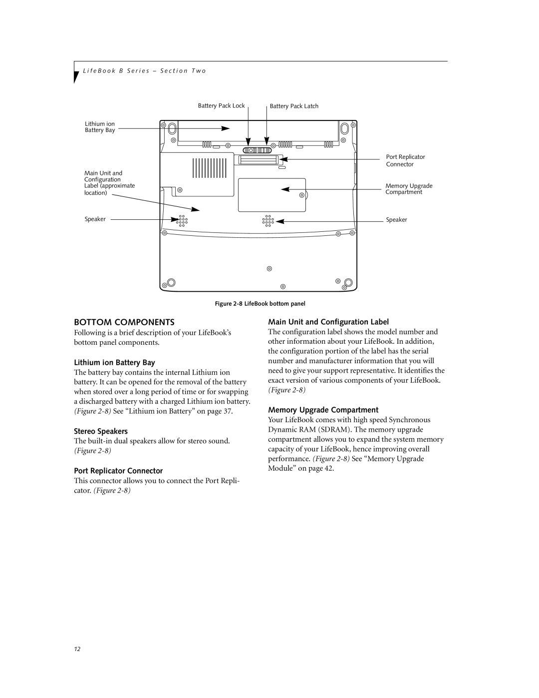 Fujitsu Laptop manual Bottom Components 