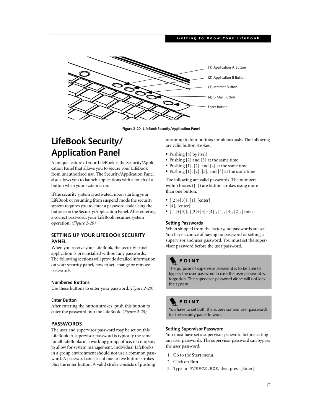 Fujitsu Laptop manual LifeBook Security Application Panel, Setting UP Your Lifebook Security Panel, Passwords 