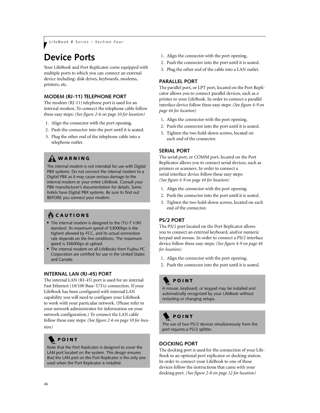 Fujitsu Laptop manual Device Ports 