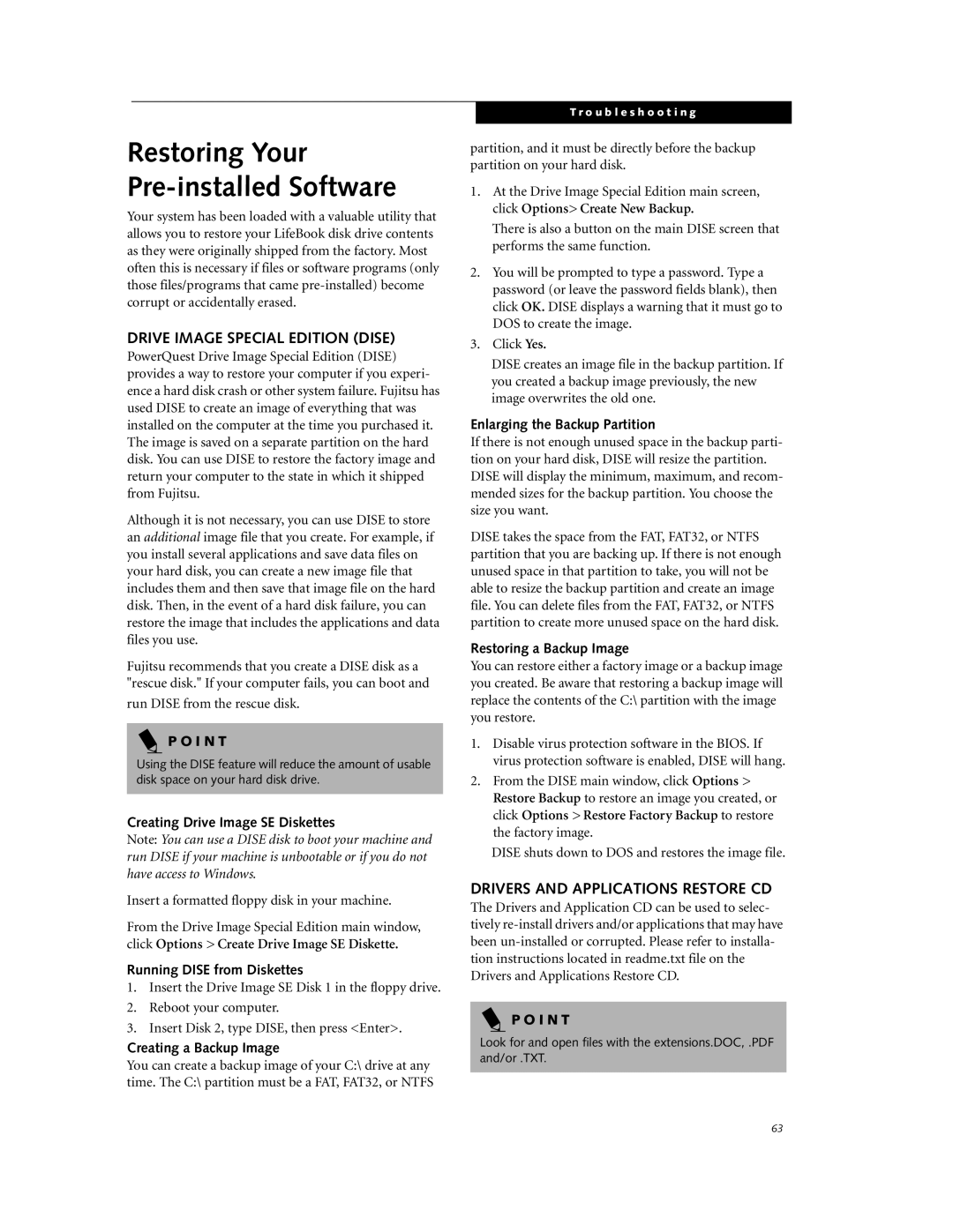 Fujitsu Laptop manual Drive Image Special Edition Dise, Drivers and Applications Restore CD 