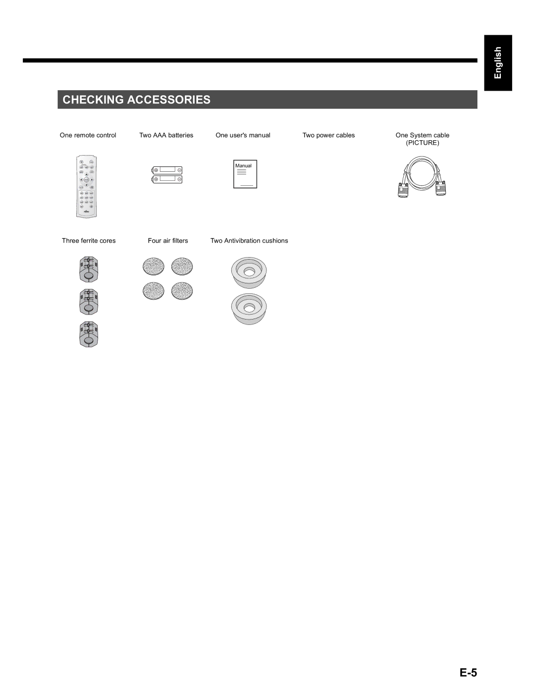 Fujitsu LPF-QSD1W user manual Checking Accessories 