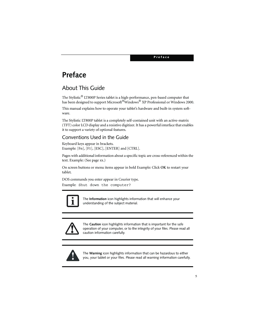 Fujitsu LT800P warranty About This Guide, Conventions Used in the Guide 