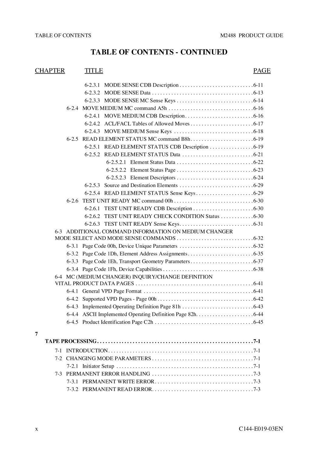 Fujitsu M2488 manual Additional Command Information on Medium Changer, MC Medium Changer INQUIRY/CHANGE Definition 