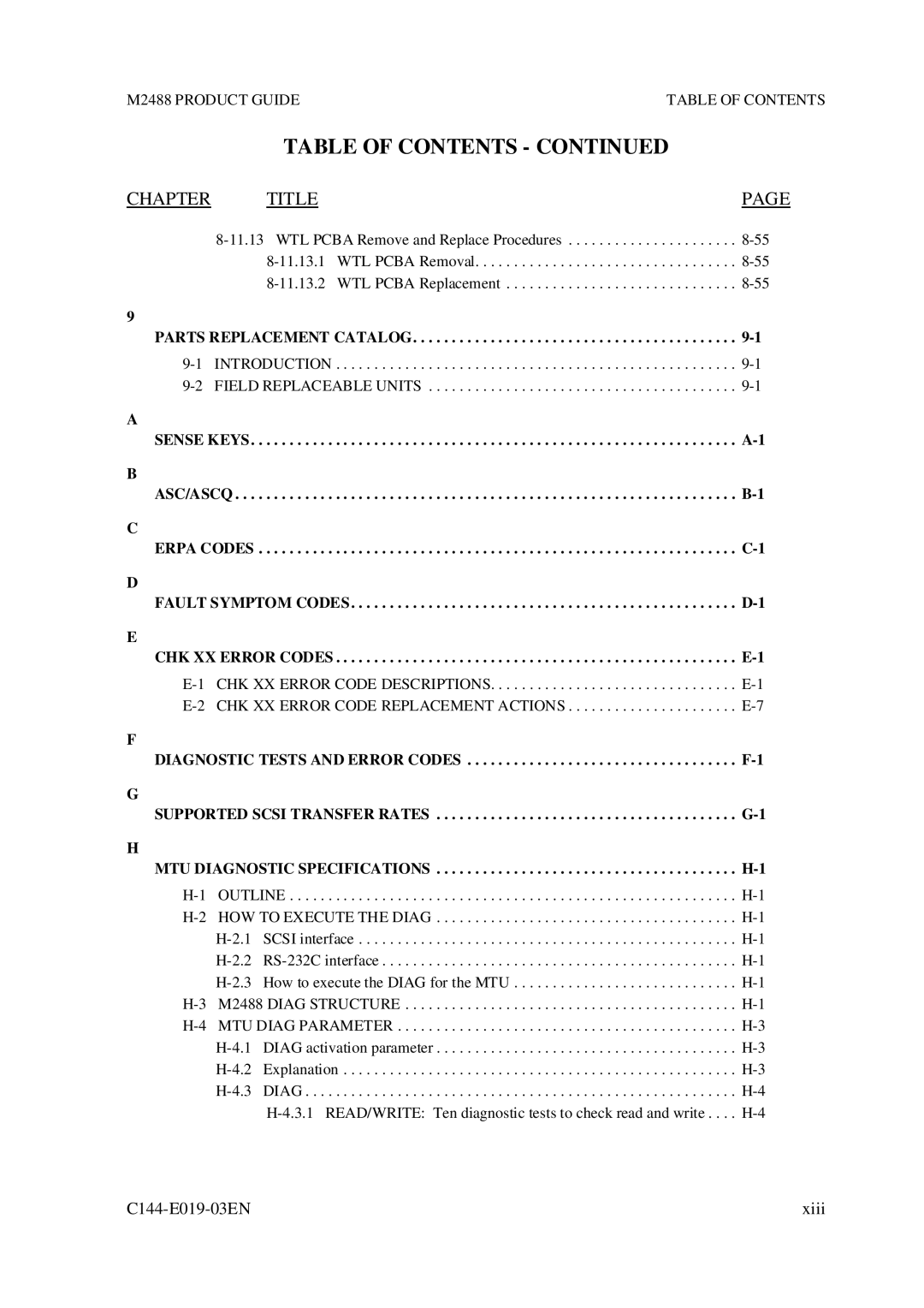 Fujitsu M2488 manual Parts Replacement Catalog 