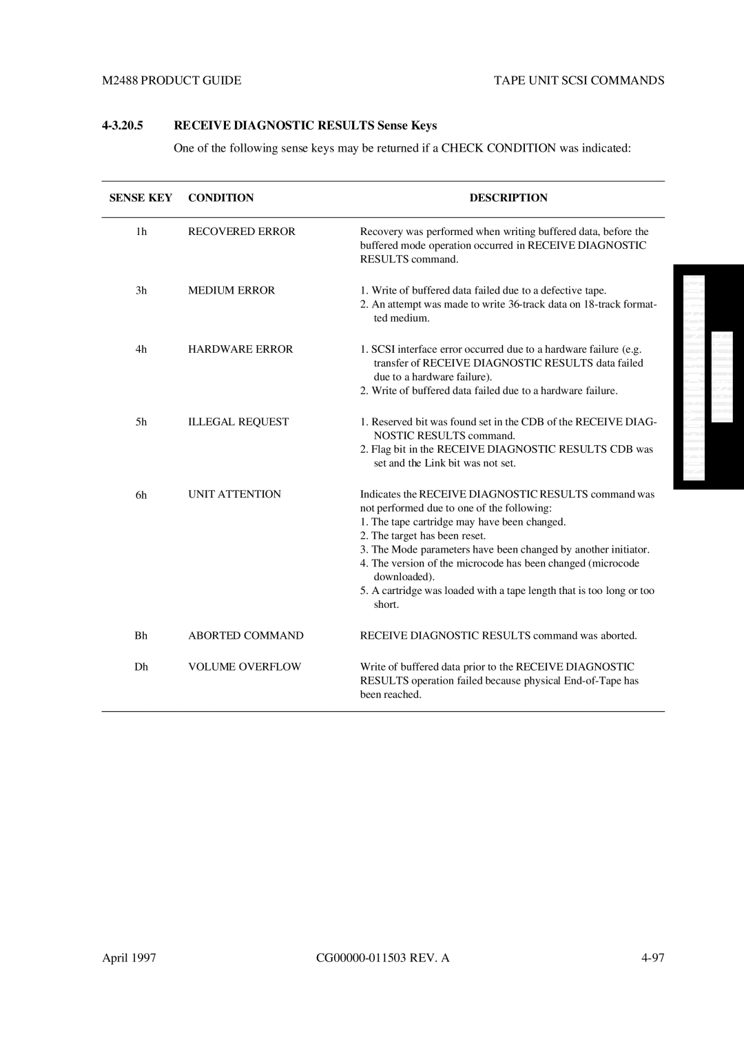 Fujitsu M2488 manual Receive Diagnostic Results Sense Keys 