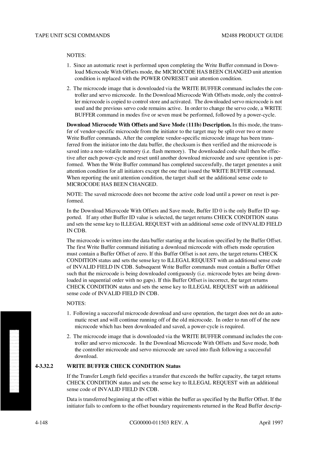 Fujitsu M2488 manual Microcode has Been Changed, Write Buffer Check Condition Status 