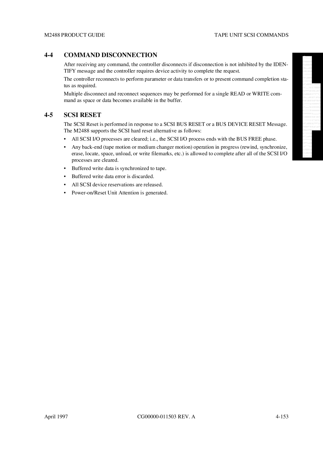 Fujitsu M2488 manual Command Disconnection, Scsi Reset 