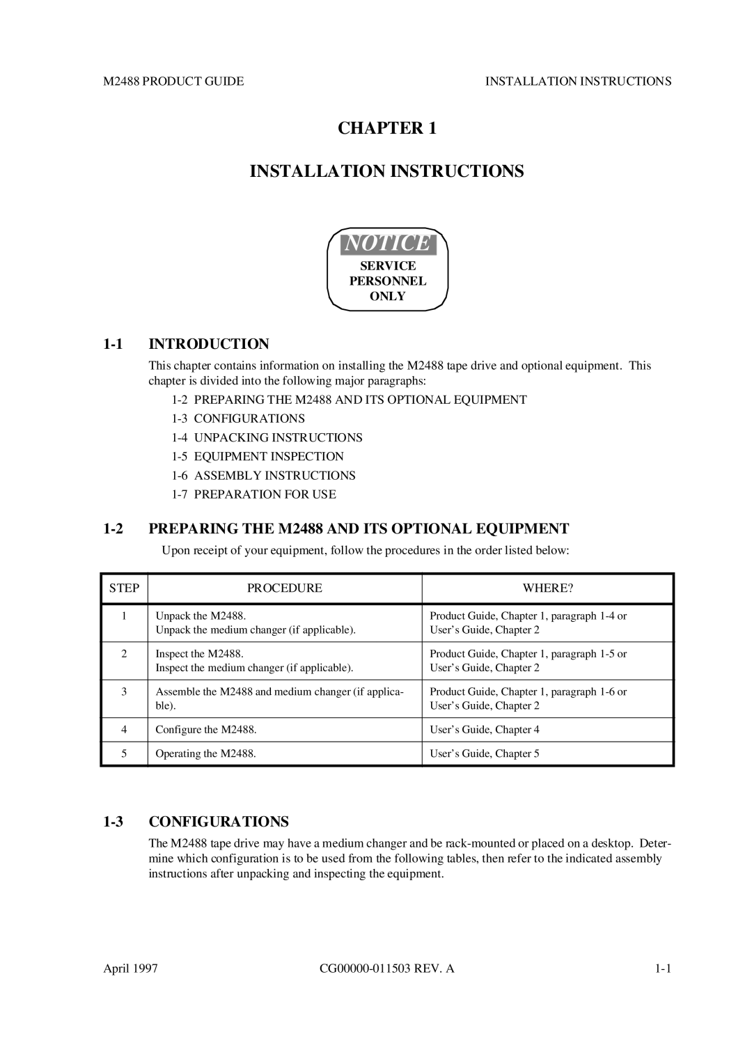 Fujitsu Chapter Installation Instructions, Introduction, Preparing the M2488 and ITS Optional Equipment, Configurations 