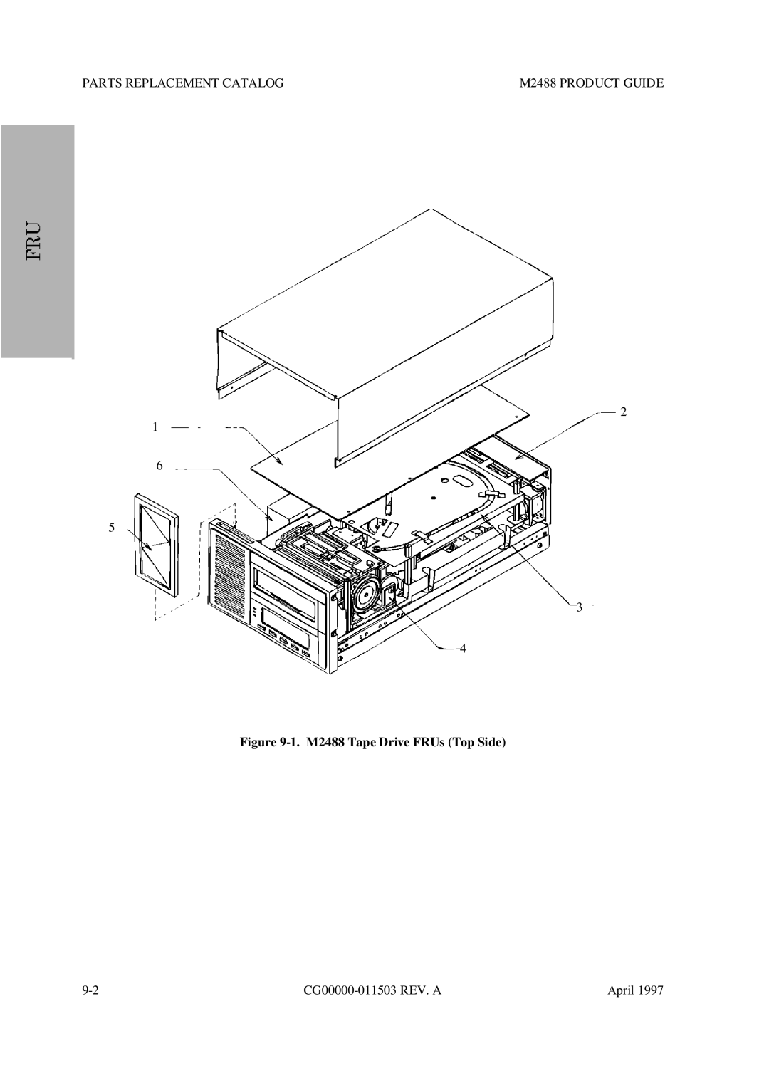 Fujitsu manual Parts Replacement Catalog M2488 Product Guide, M2488 Tape Drive FRUs Top Side 