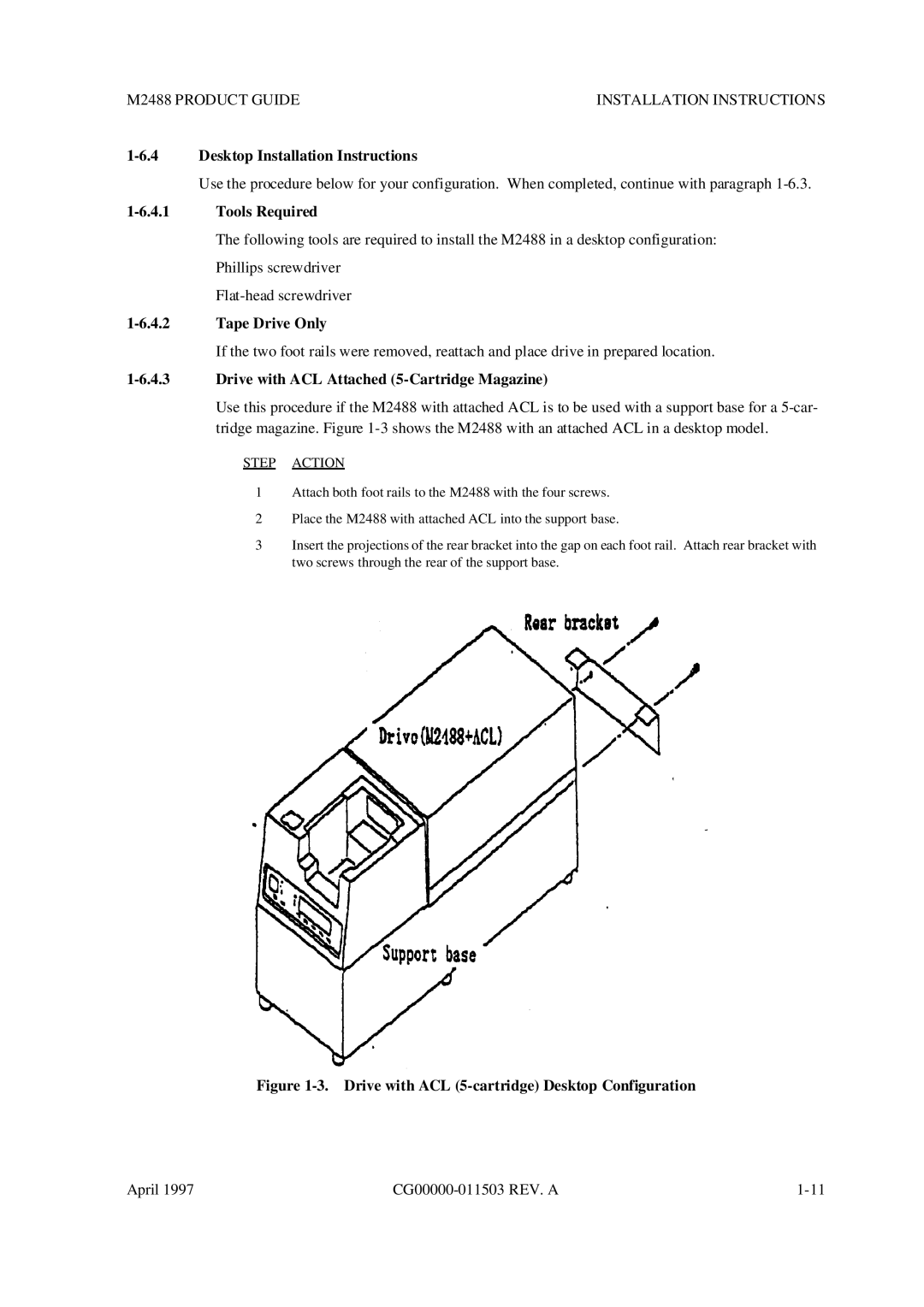 Fujitsu M2488 manual Desktop Installation Instructions, Tools Required, Tape Drive Only 