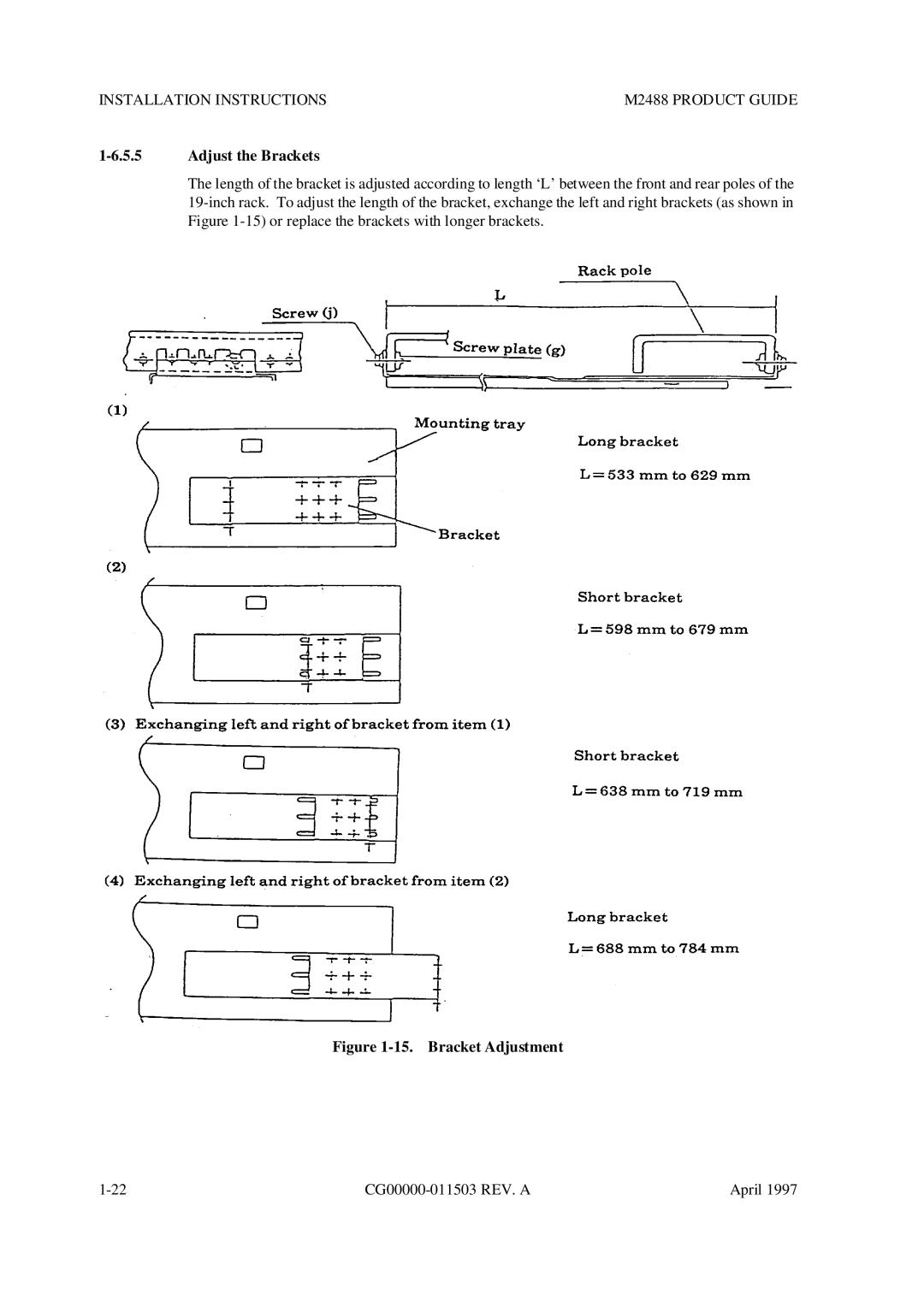 Fujitsu M2488 manual Adjust the Brackets, Bracket Adjustment 