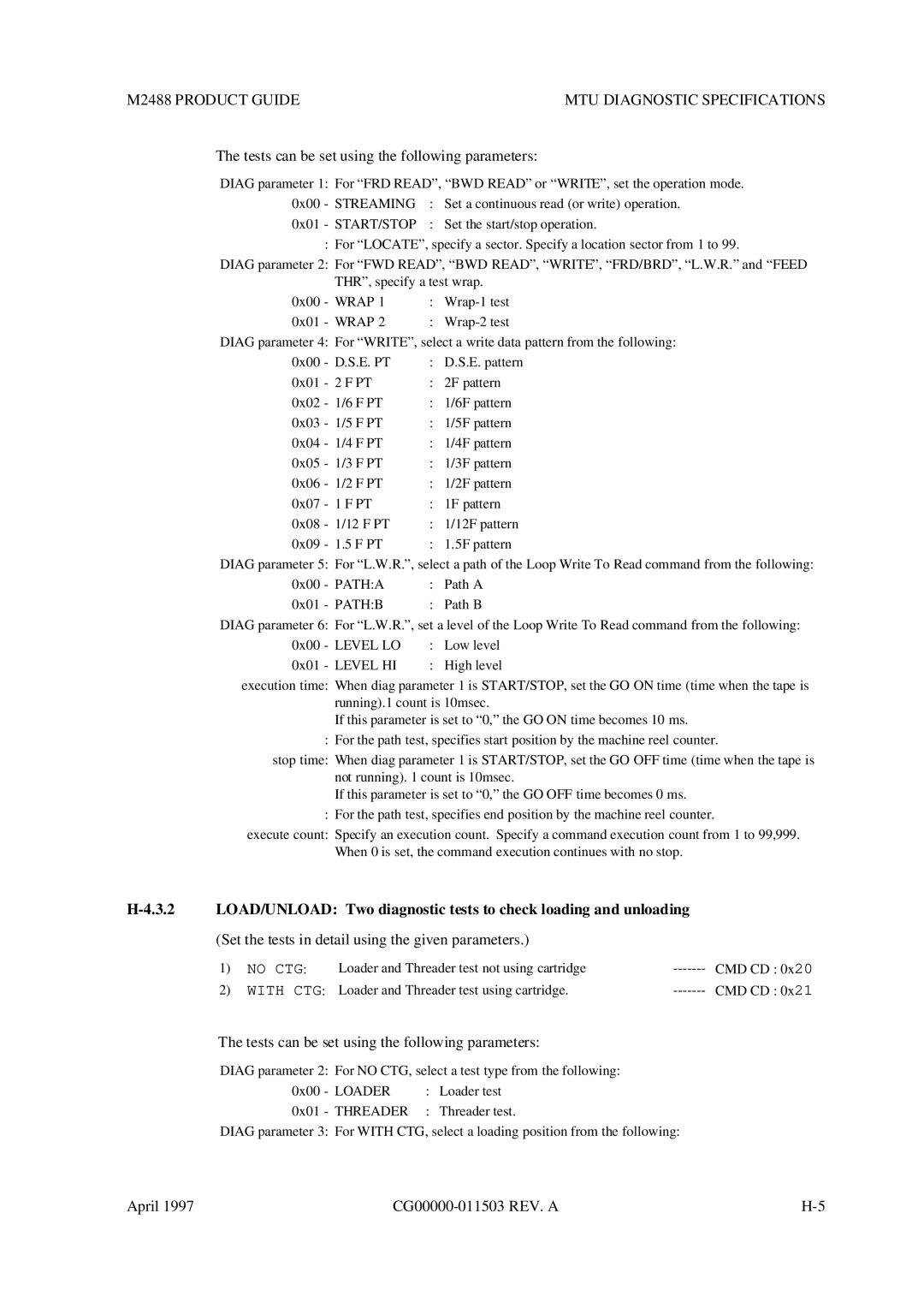 Fujitsu M2488 manual Streaming, Start/Stop, E. Pt, Patha, Pathb, Level LO, Level HI, Loader 