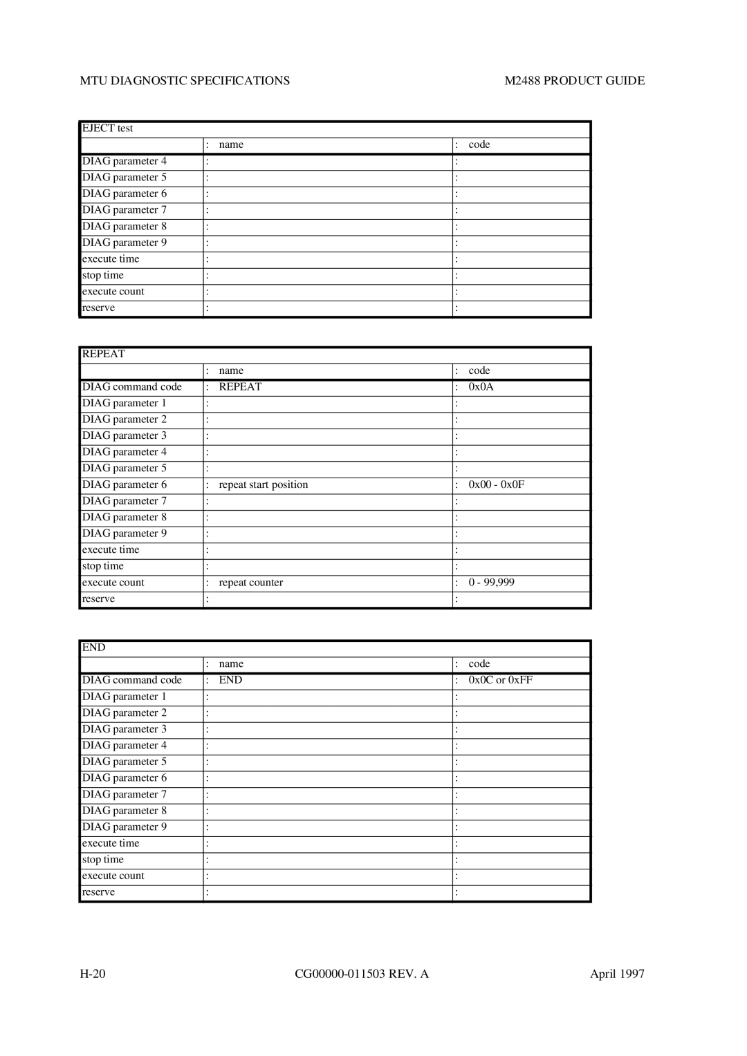 Fujitsu M2488 manual Repeat, End 