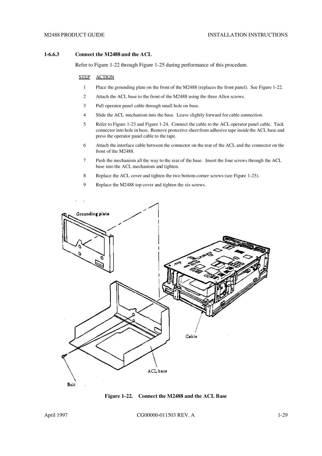 Fujitsu manual Connect the M2488 and the ACL Base 