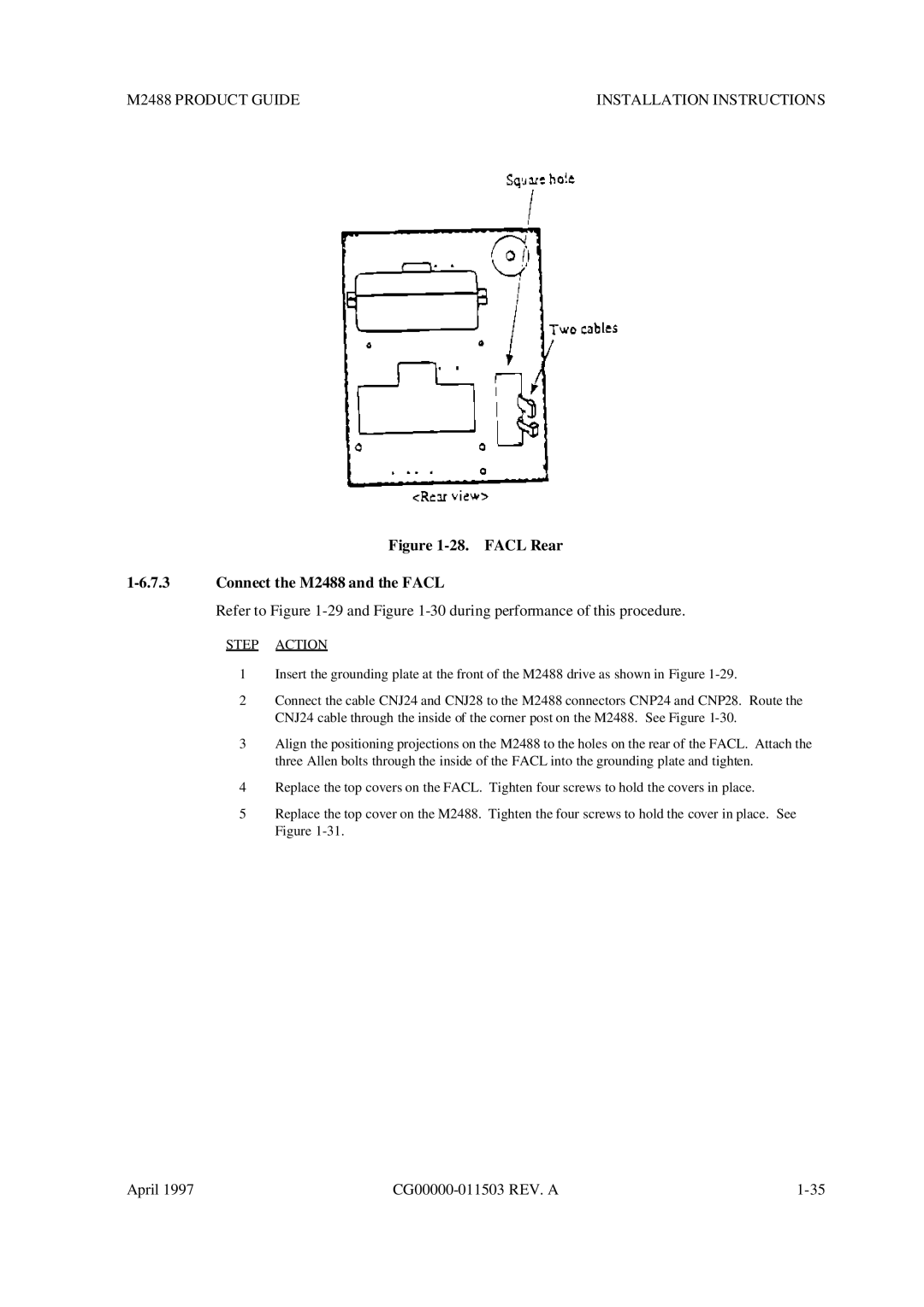 Fujitsu manual Facl Rear Connect the M2488 and the Facl 