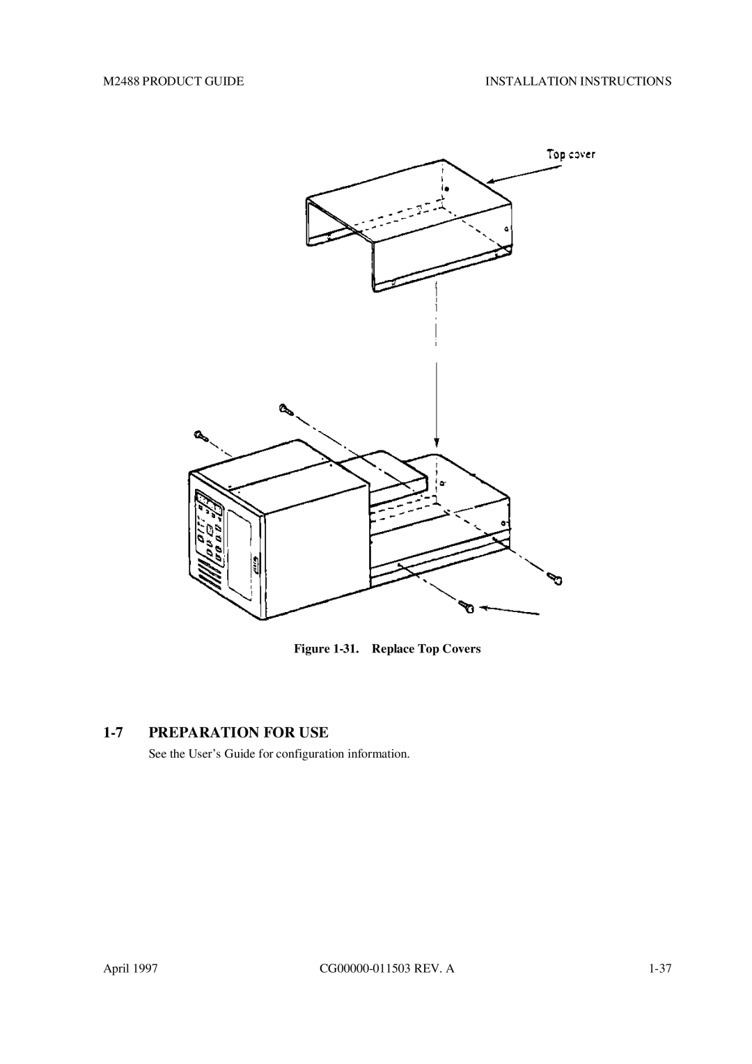 Fujitsu M2488 manual Preparation for USE, Replace Top Covers 