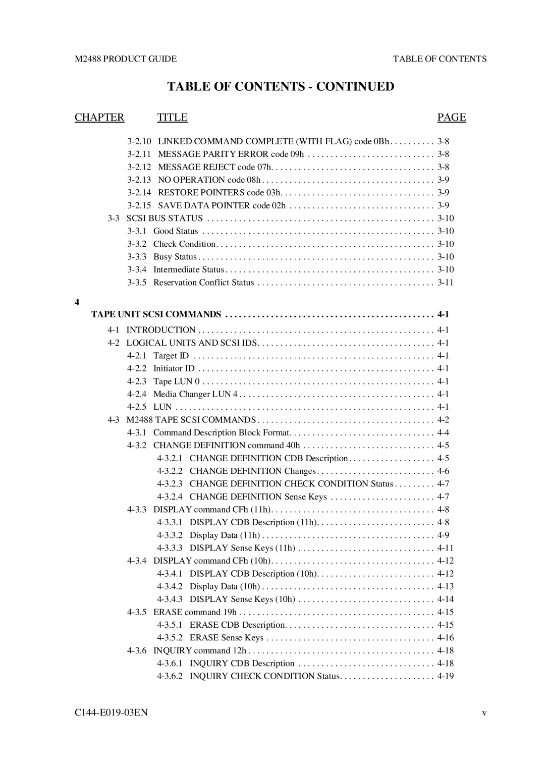 Fujitsu M2488 manual Tape Unit Scsi Commands 