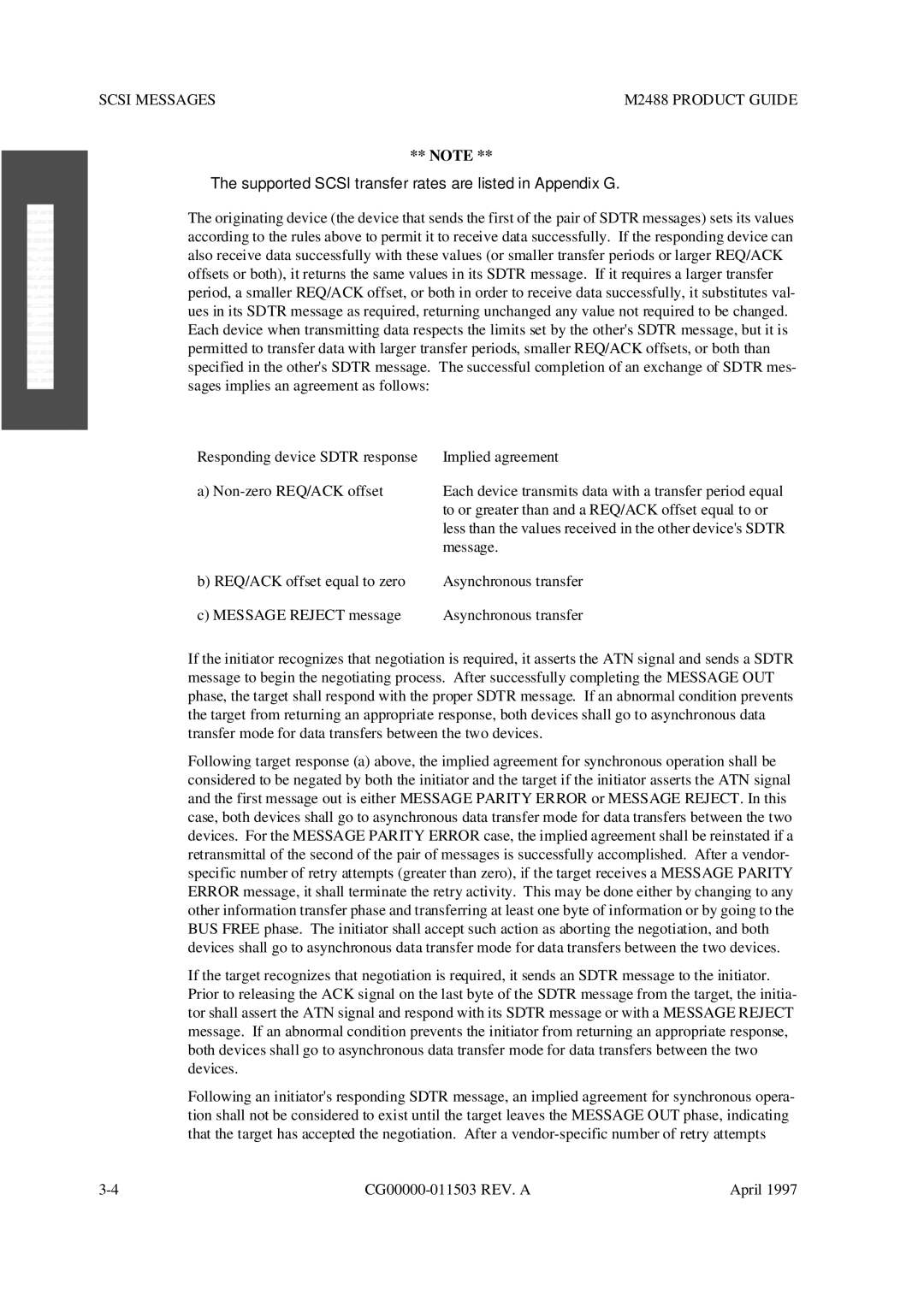 Fujitsu M2488 manual Supported Scsi transfer rates are listed in Appendix G 