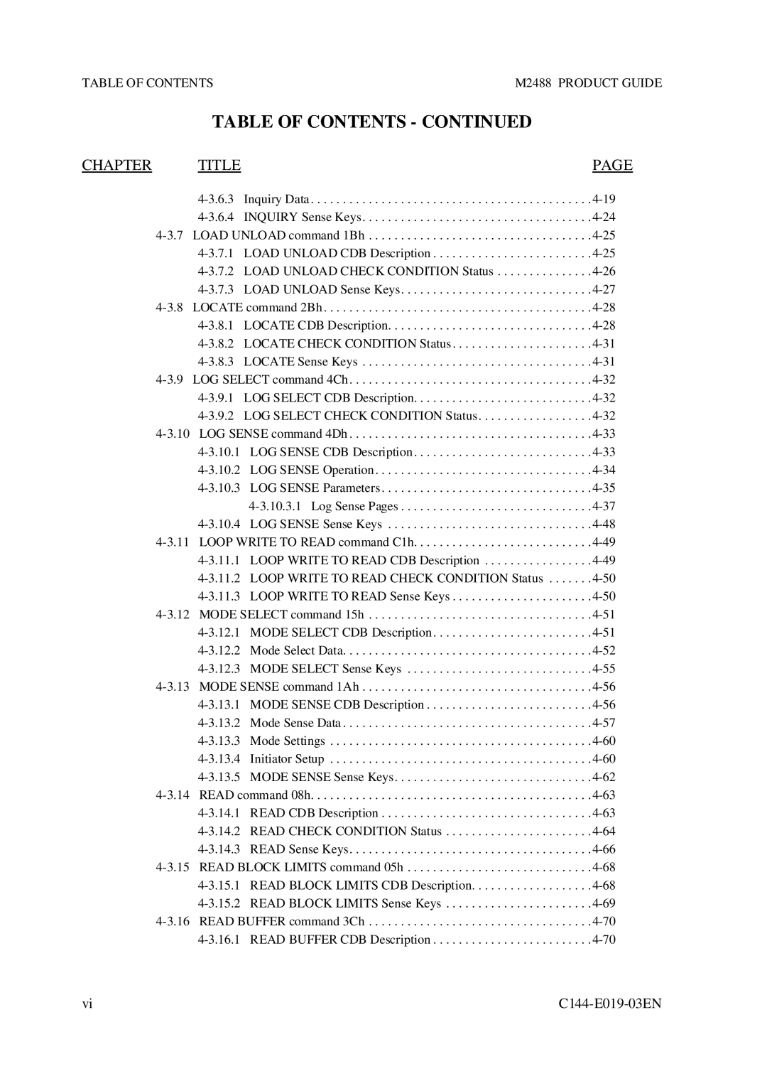 Fujitsu M2488 manual Table of Contents 