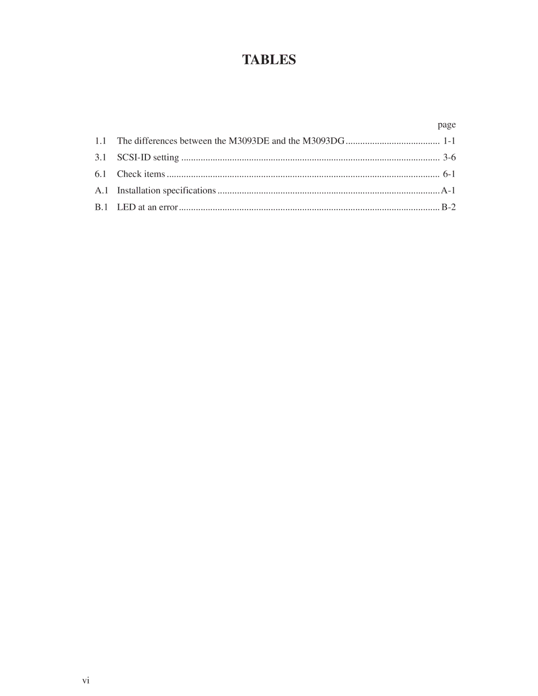 Fujitsu M3093DE, M3093DG manual Tables 