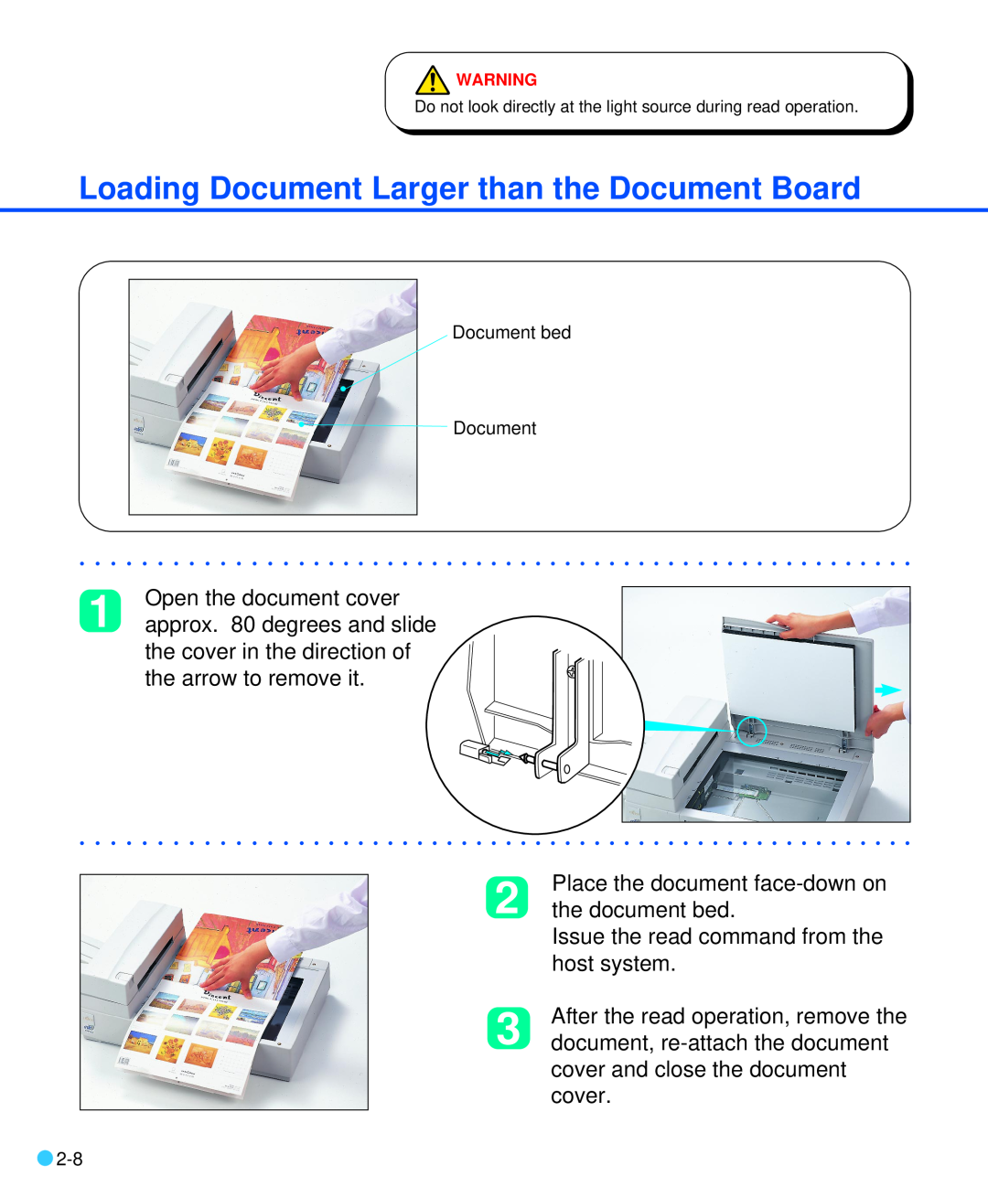 Fujitsu M3093DE/DG manual Loading Document Larger than the Document Board 