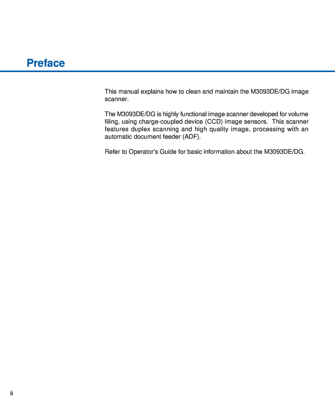 Fujitsu manual Preface, Refer to Operator’s Guide for basic information about the M3093DE/DG 