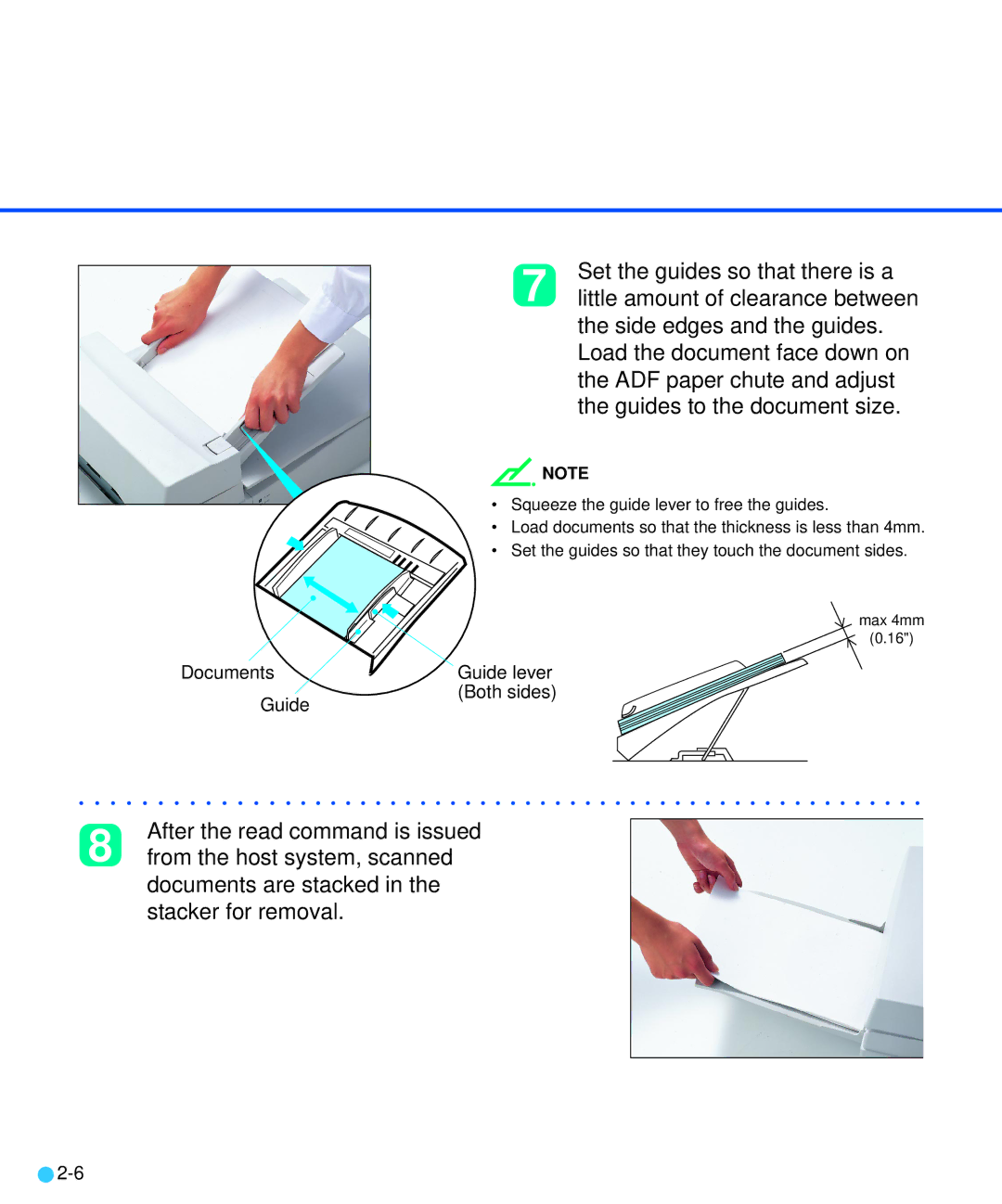 Fujitsu M3093DE/DG manual Documents Guide lever Both sides 