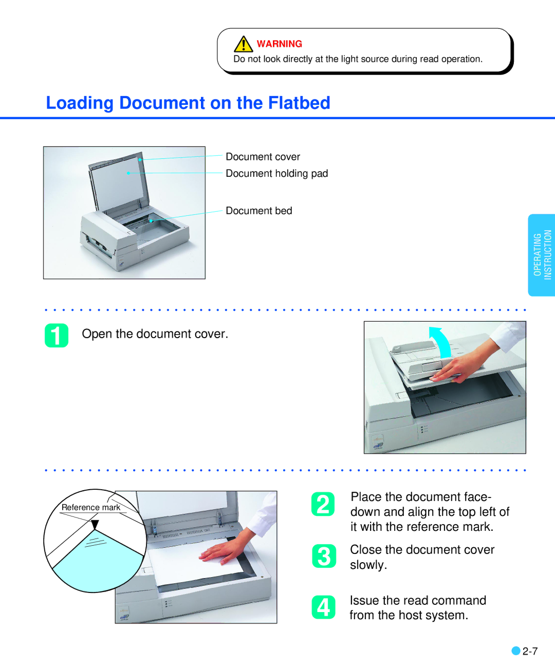 Fujitsu M3093DE/DG manual Loading Document on the Flatbed 