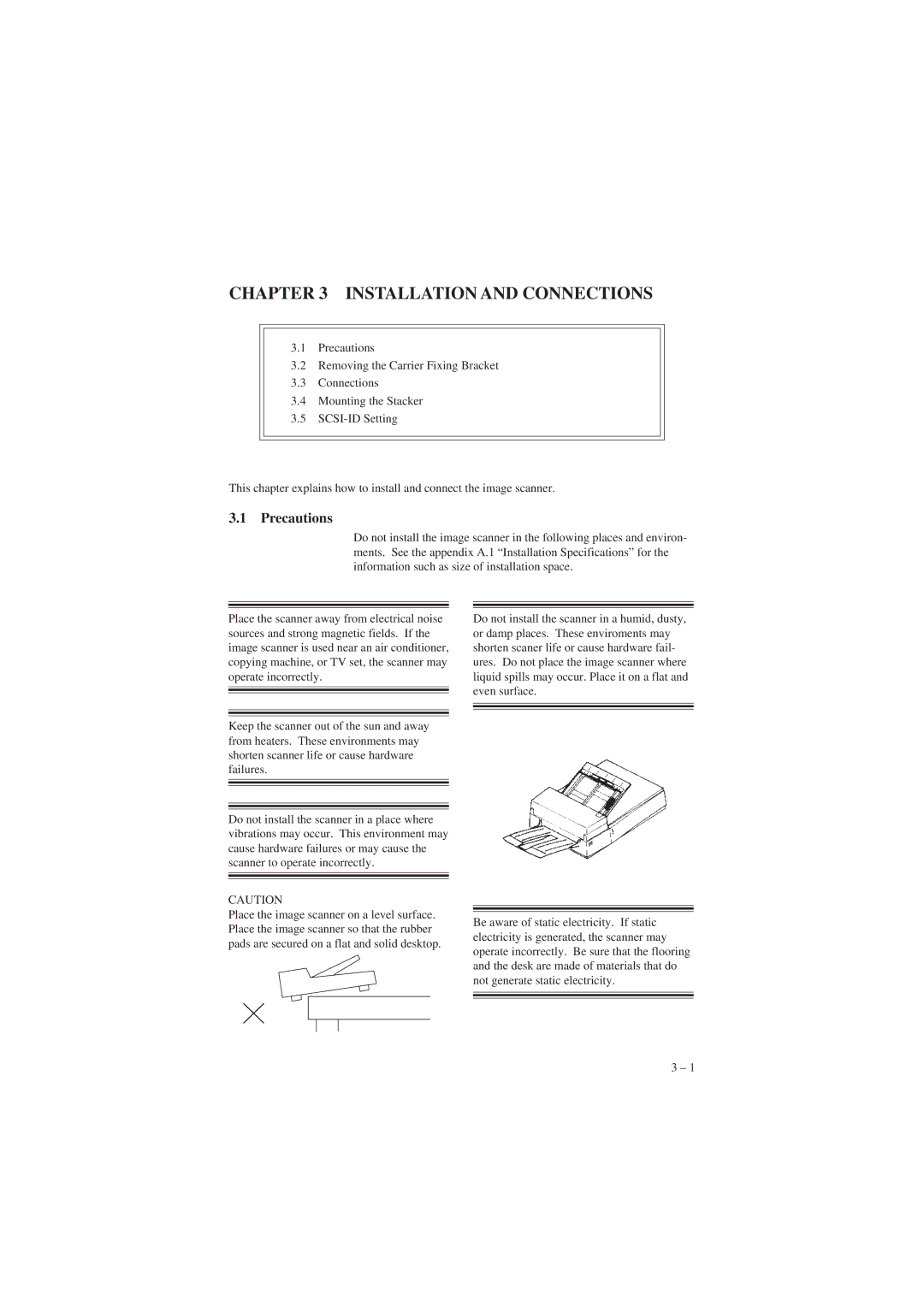 Fujitsu M3093EX, M3093GX manual Installation and Connections, Precautions 