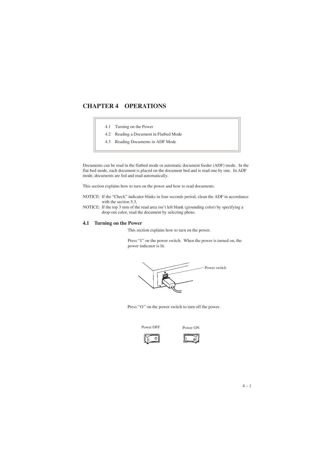 Fujitsu M3093EX, M3093GX manual Operations, Turning on the Power 