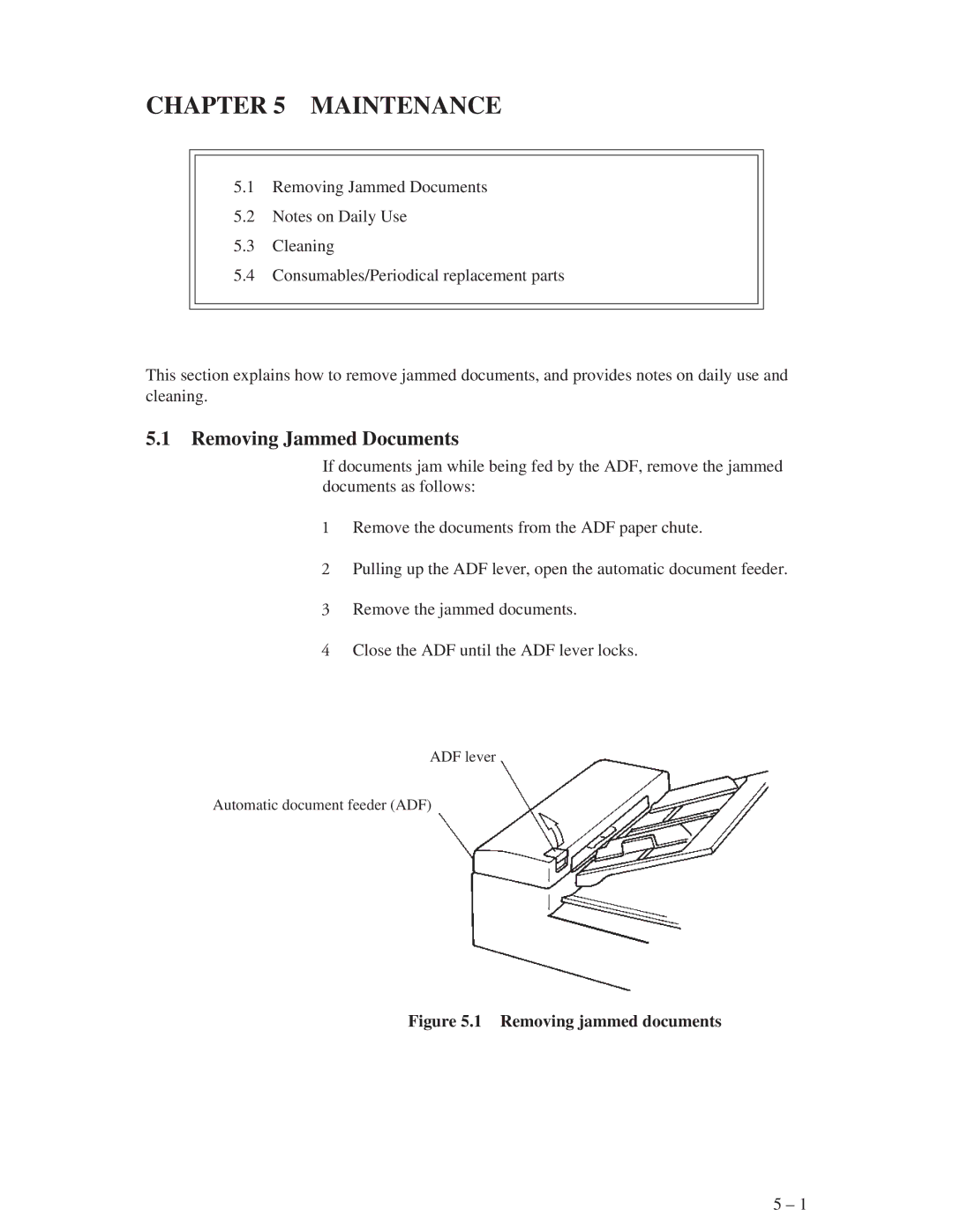 Fujitsu M3093EX, M3093GX manual Maintenance, Removing Jammed Documents 